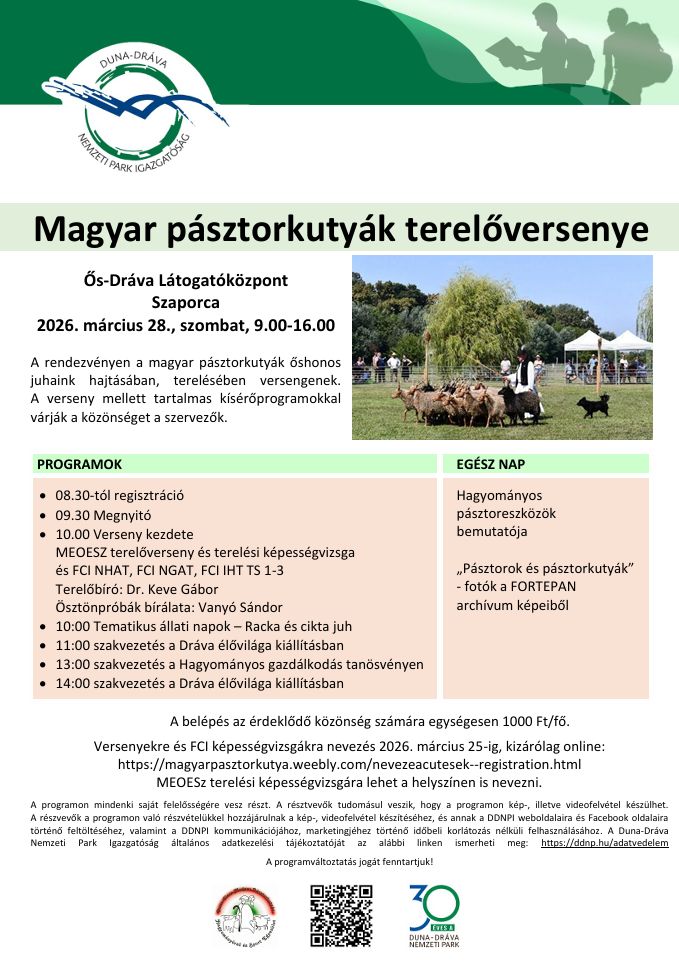 Magyar pásztorkutya terelőverseny 2026