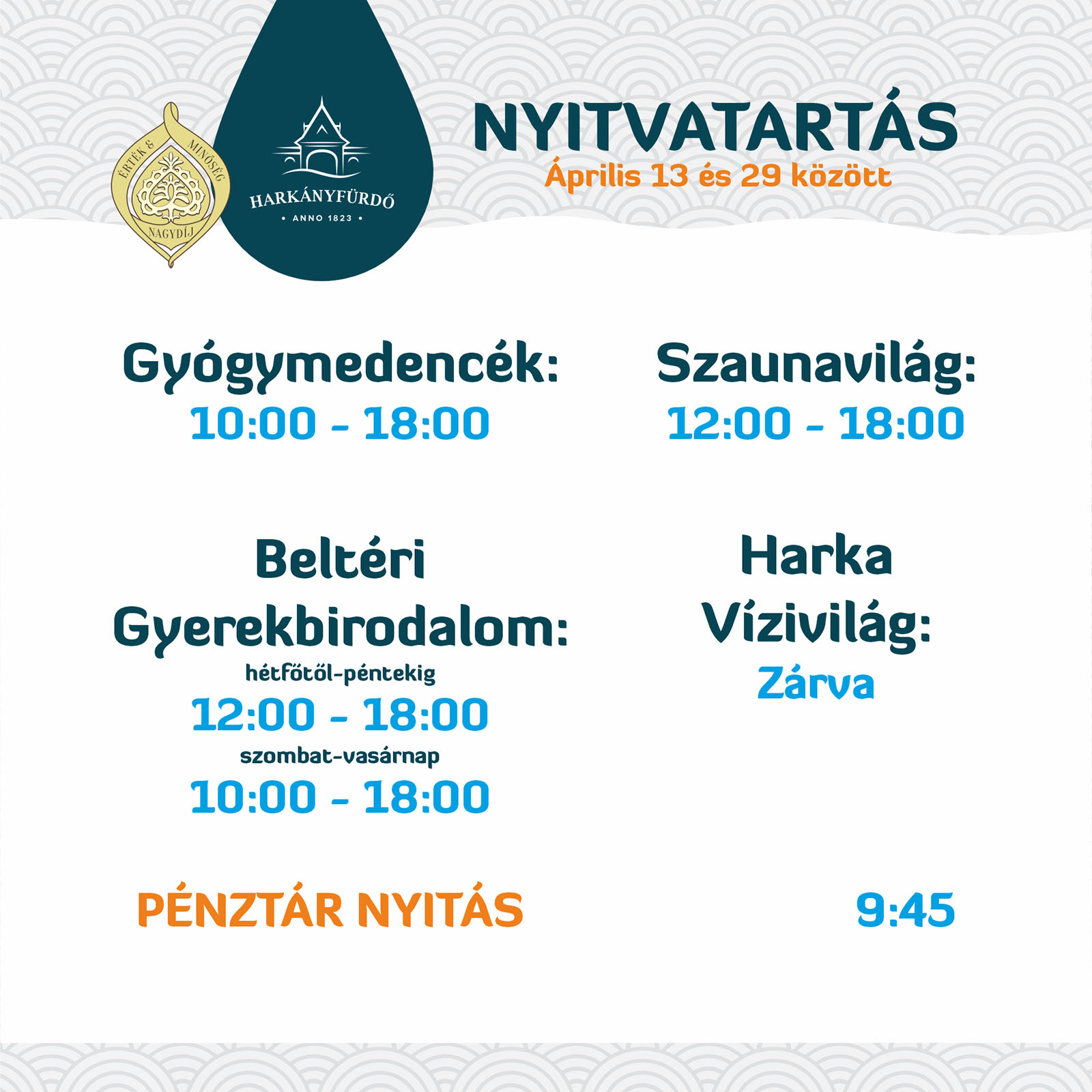 Harkányi Gyógyfürdő nyitvatartás, 2026.04