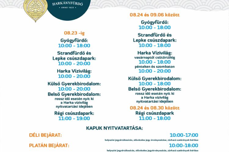 Harkányi Strandfürdő nyitvatartás