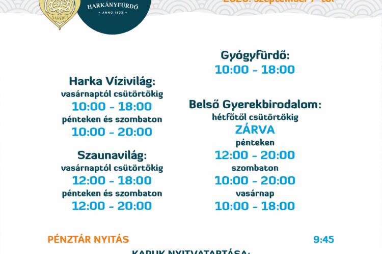 Harkány fürdő - Őszi nyitvatartás